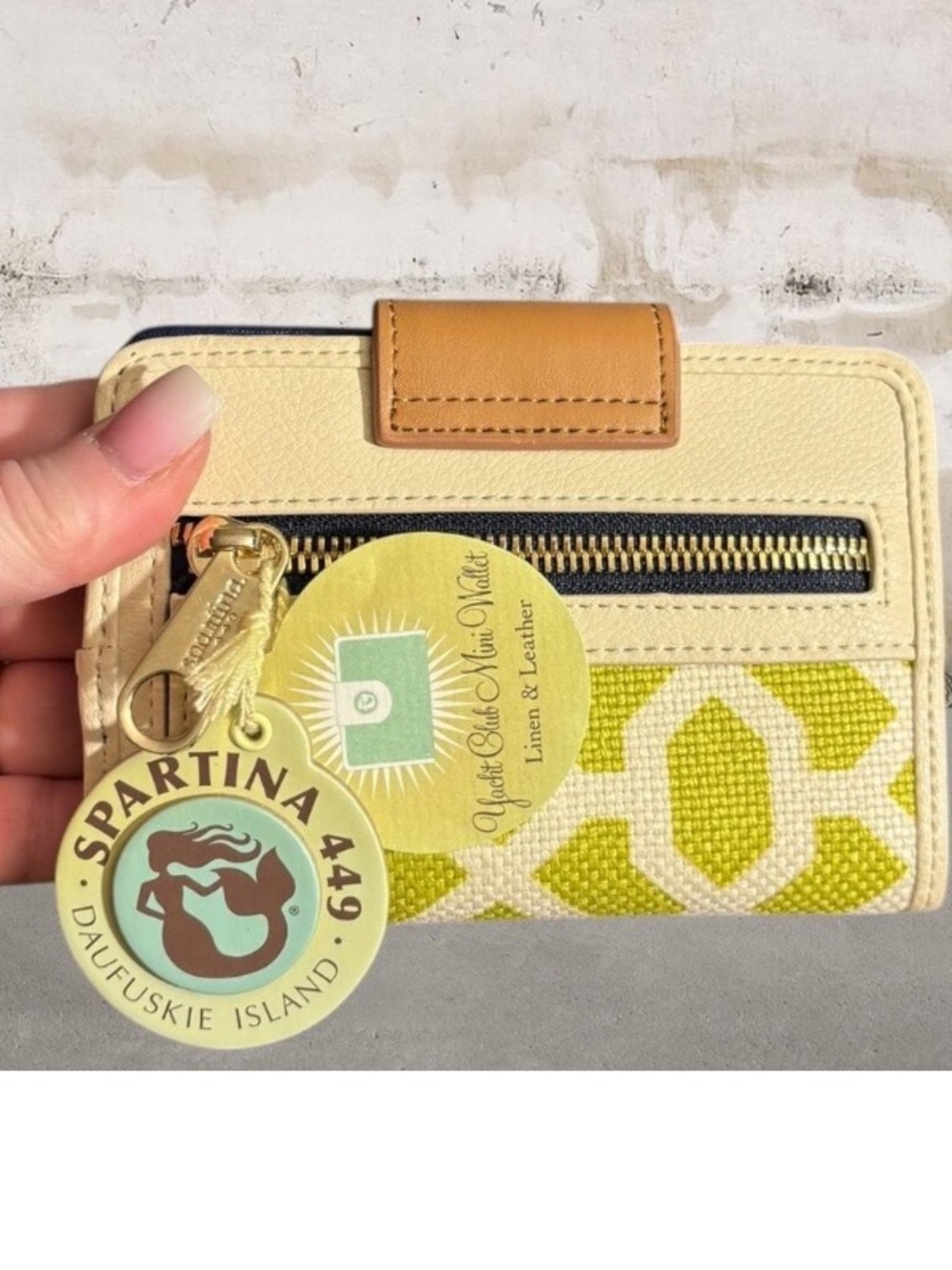 Spartina 449 Heyward Lime & Cream Crossbody Bag with Wallet - Picture 8 of 10